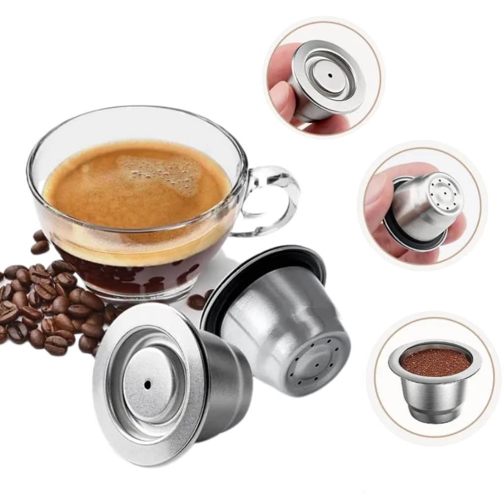 Cápsula de Café Reutilizável Recarregável Inox para Nespresso 2 unid