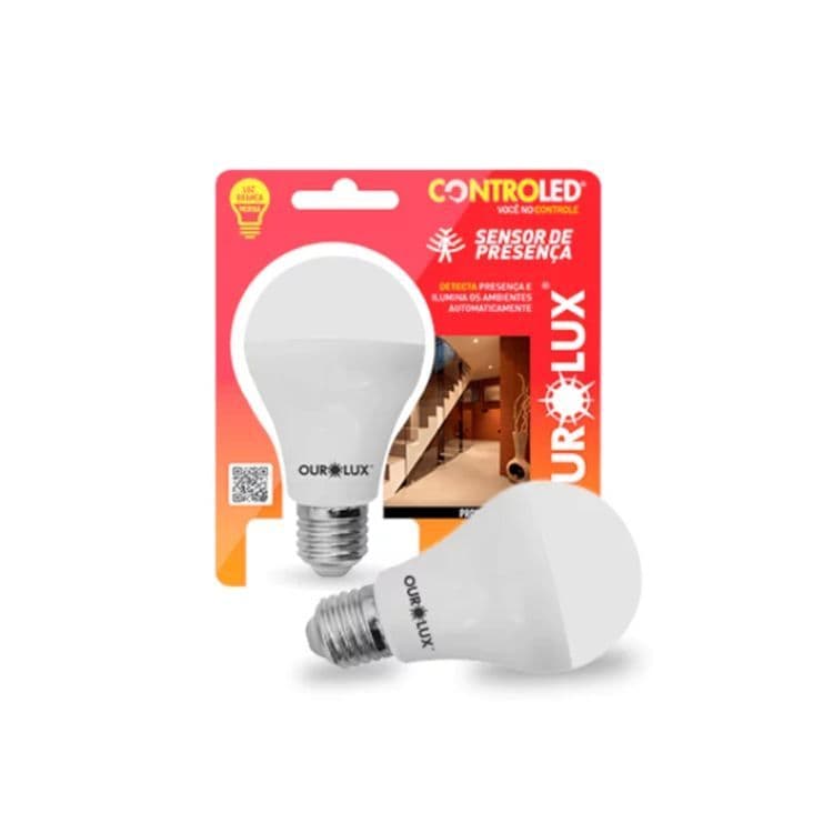 Lampada Controled 9w Sensor De Presença 6500k 760lm Ourolux 110V/220V