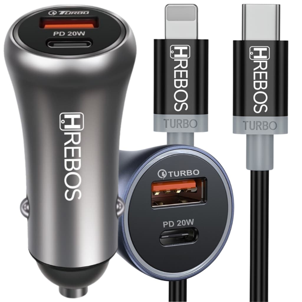 Carregador Celular Para Carro Automotivo Rápido Turbo 38w Tomada USB Veicular Dupla Saída USB-C Completo Com Cabo Para iPhone Lightning Compátivel iPhone 14 Abaixo