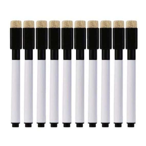 10 Canetas Preta Para Quadro Branco Com Apagador e Imã