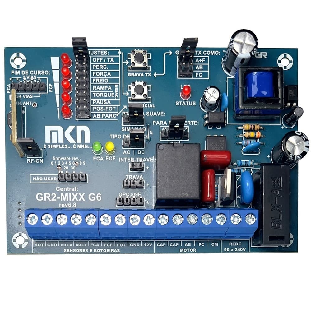 CENTRAL ELETRONICA GR2-MIXX COM RAMPA E FREIO PARA MOTOR PORTÃO