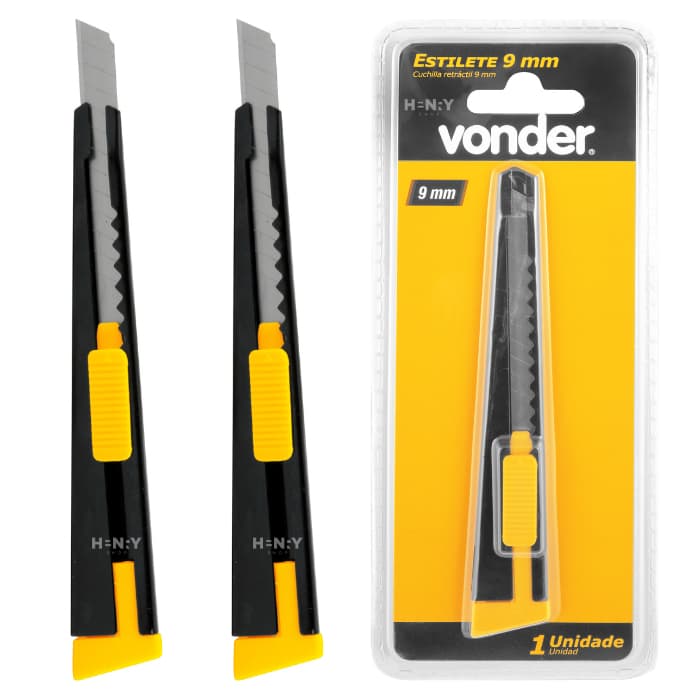 Kit 2 Estilete 9mm Profissional Estreito Lâmina de Precisão - Vonder