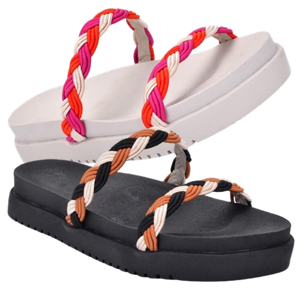 Kit 2 Rasteirinha Feminina Confortável Rasteira Chinelo Sandália Plana Anatômica