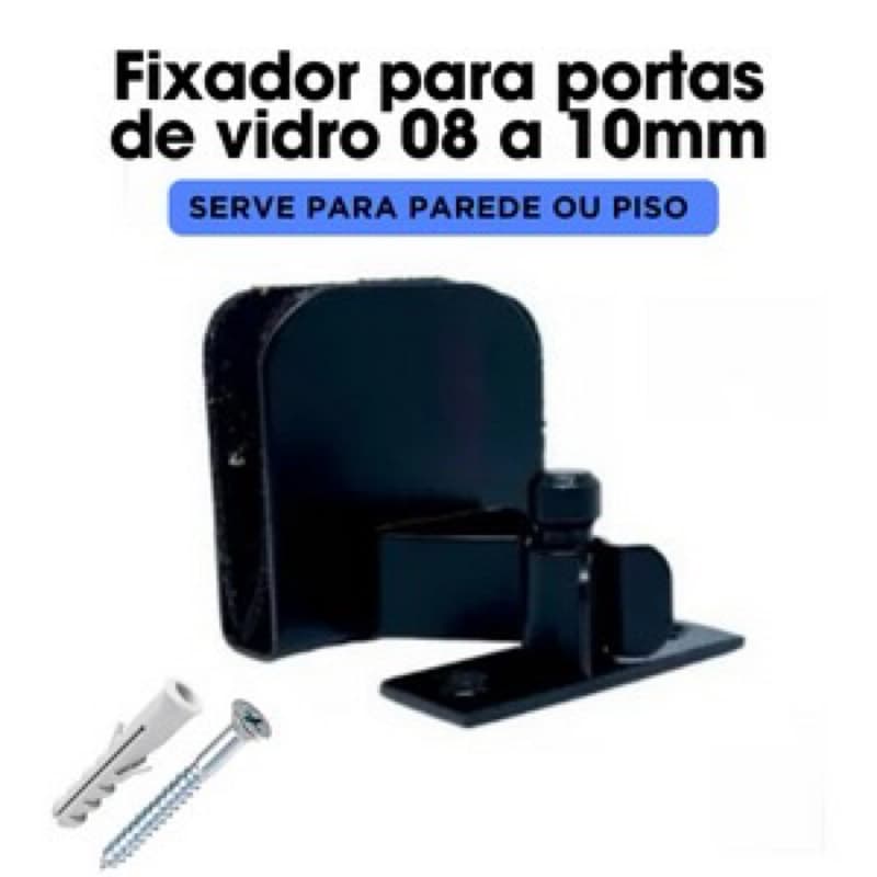 Trava Porta/ Rodapé/ fixador de Pressão para porta de vidro 8 E 10mm 1702 preto