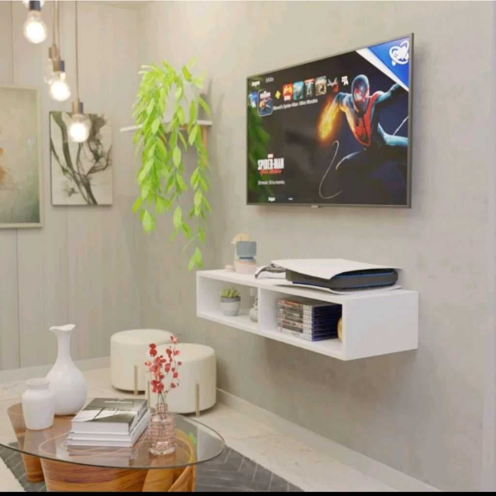 Nicho Rack Suspenso com divisão duplo Prateleira para TV 90 centimetros