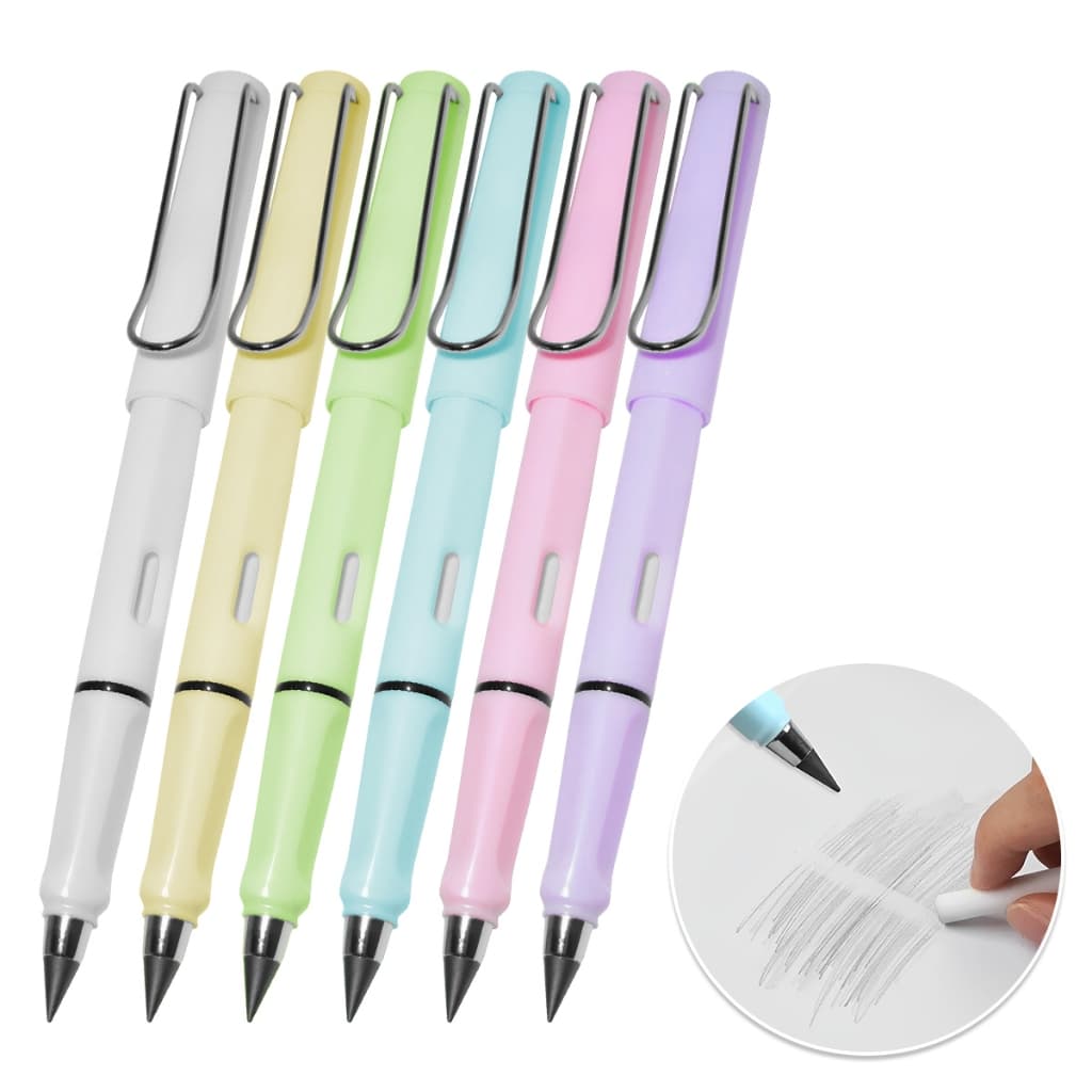 Kit 6 Lápis Infinito De Escrita Eterna Criativo Grafite Papelaria Escritório Escola