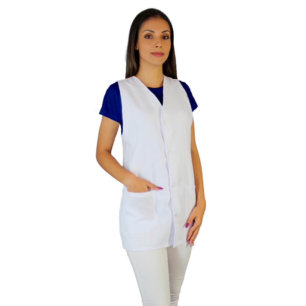 Jaleco Feminino Oxford Sem Manga Branco