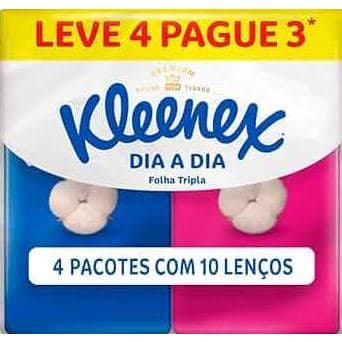 Kleenex Lenço De Bolso Dia A Dia Folha Tripla 4 Pct Com 10 Unidades