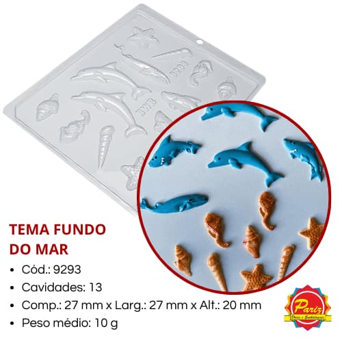 Forma Tema Fundo do Mar Simples sem Silicone C.9293 Forma para Chocolate - BWB