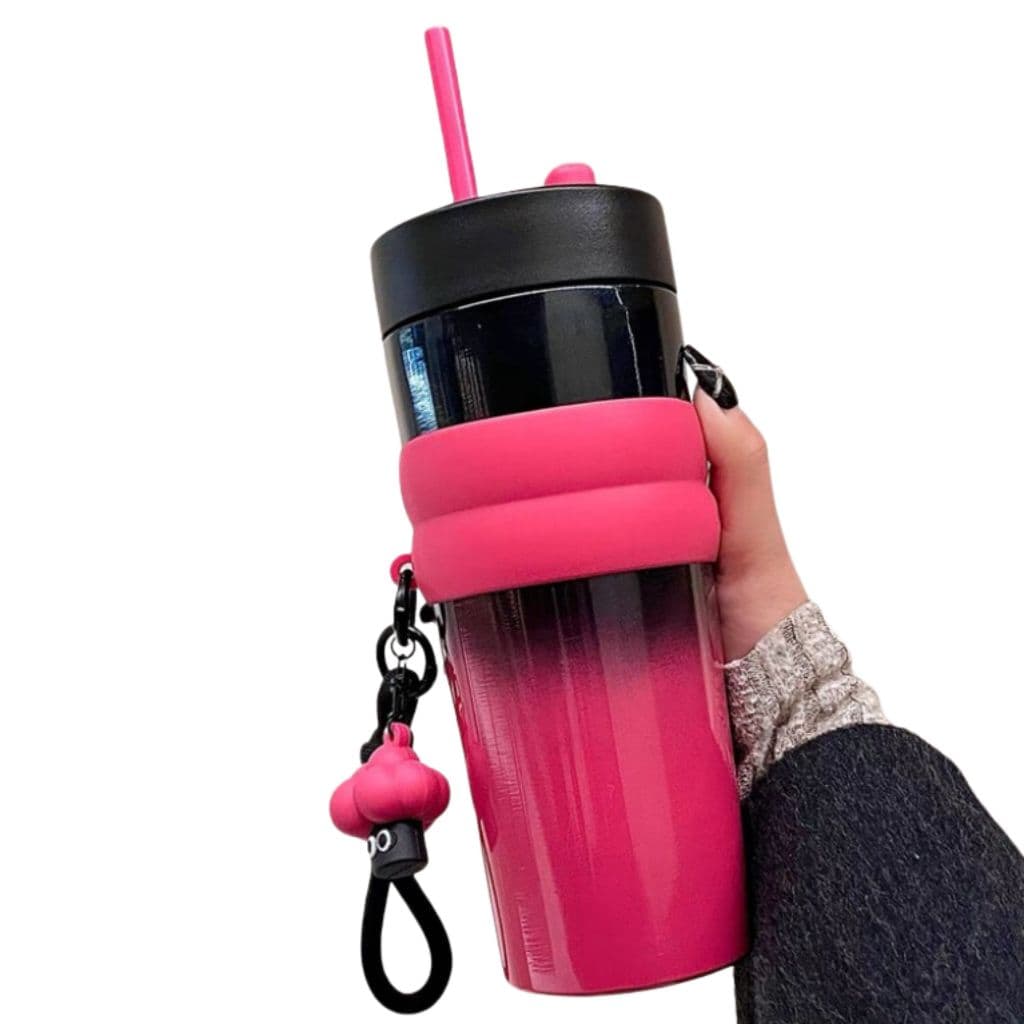 Garrafa Térmica Veveta carnaval Carro De 710ml Silicone Canudo