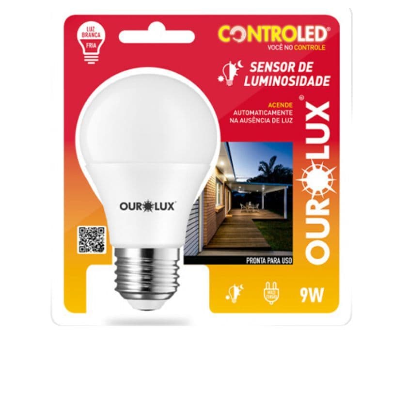 Lâmpada inteligente com sensor de luminosidade 9w Ourolux