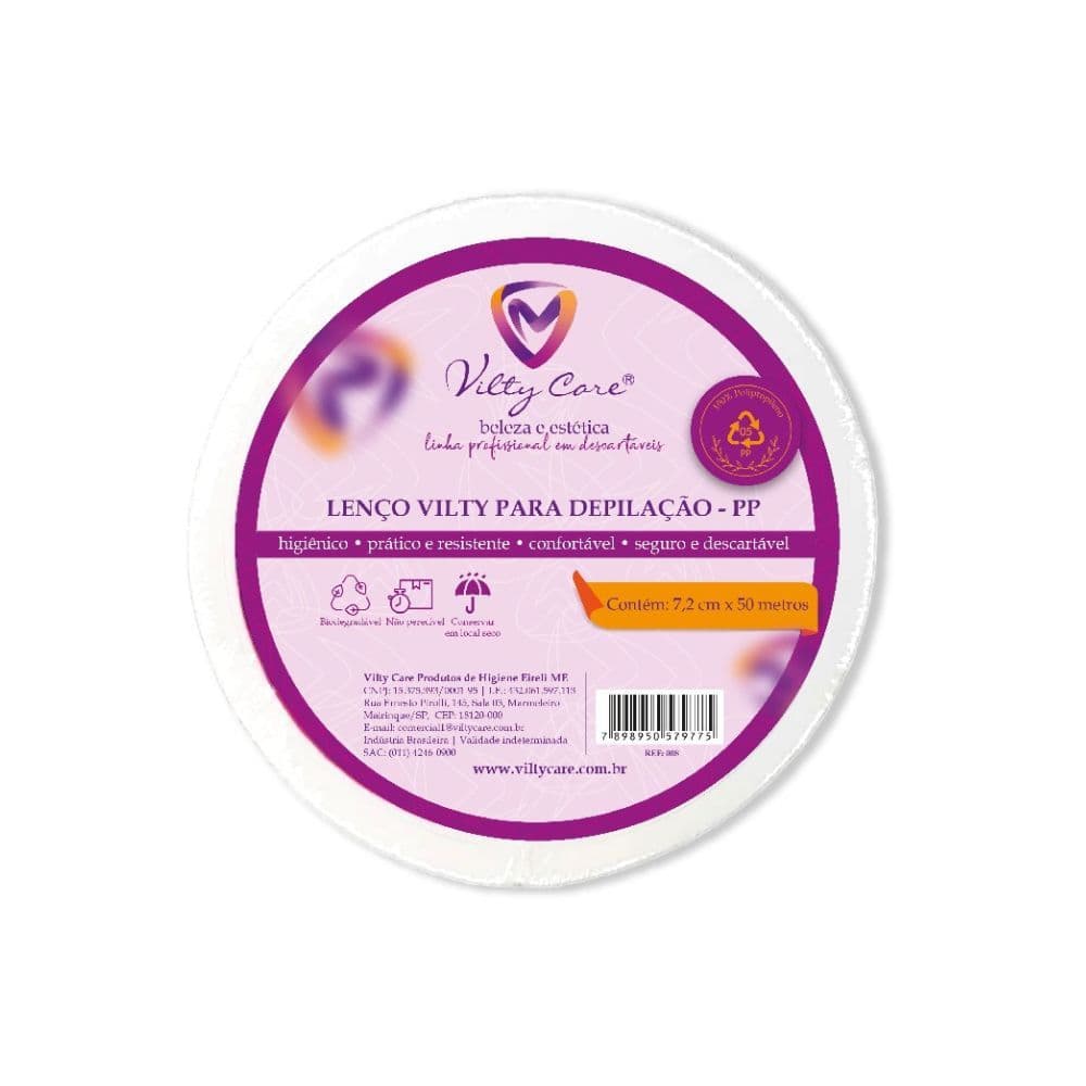 PAPEL PARA DEPILACAO VILTY CARE ROLO 50MT PERLON GRAM 60