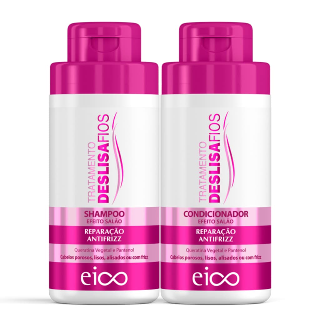 Kit Eico Tratamento Deslisa Fios Shampoo Hidratação Sem Sal 450ml + Condicionador Leave-in 400ml