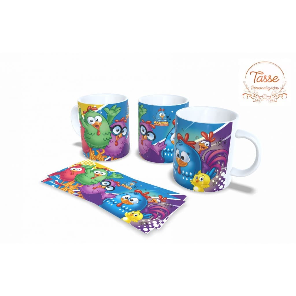 Caneca Infantil Galinha Pintadinha Escolinha e Crianças Porcelana ou Polimero Aniversario Festa HD