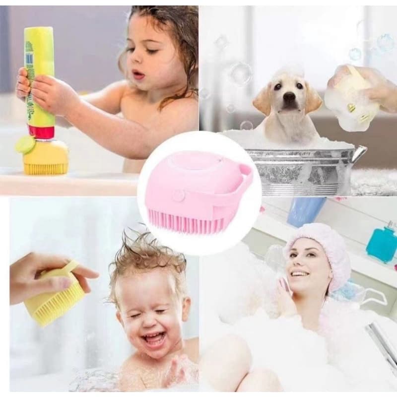 Esponja De Silicone Para Banho Com Dispenser Shampoo e Sabonete para humanos Crianças, Adultos e Pets-Envio Imediato