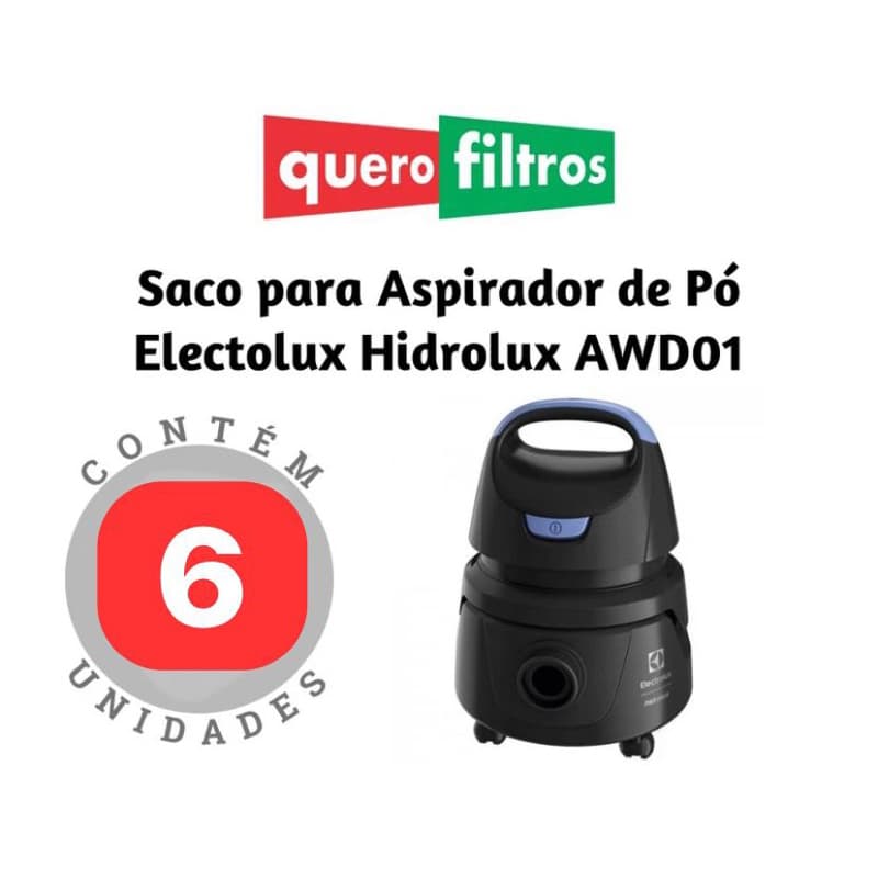 06 Saco Filtro Para Aspirador De Pó Electrolux Hidrolux Awd01