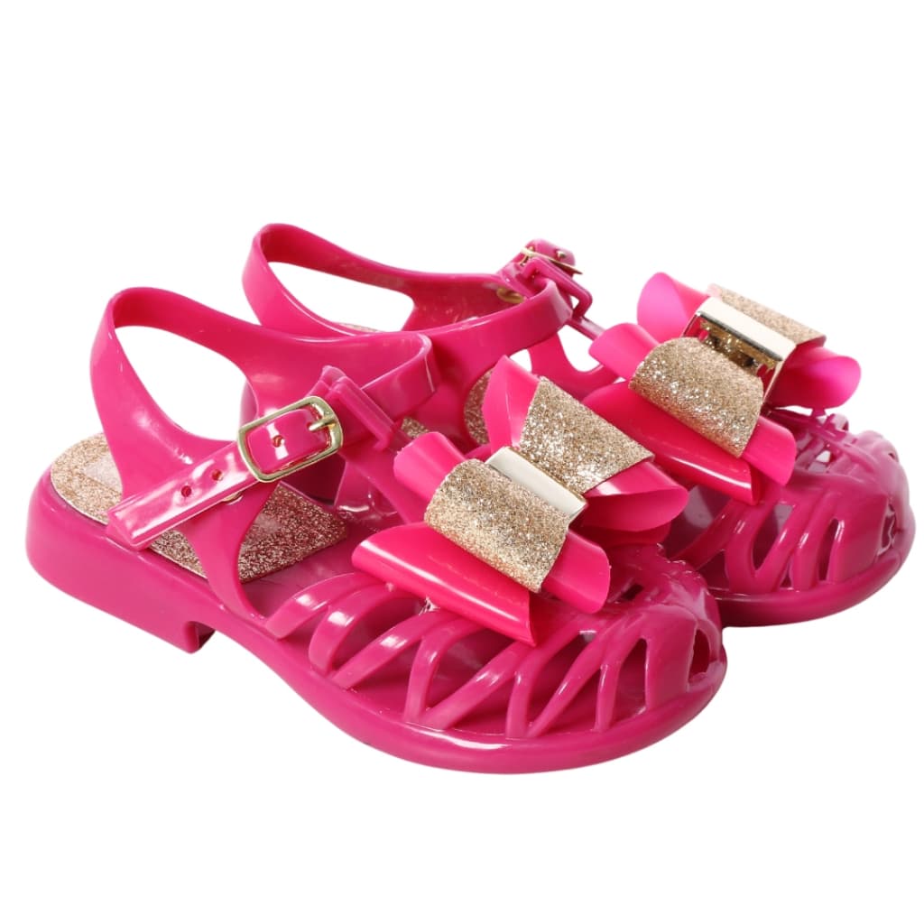 Sandália Laço Glitter bebê antiderrapante calçados infantil menina princesa Juju shoes