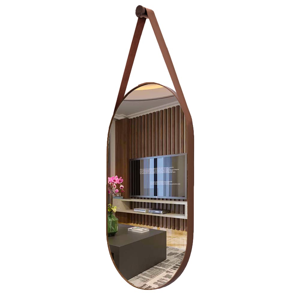 Espelho Decorativo Com Alça Oval 76x30 m
