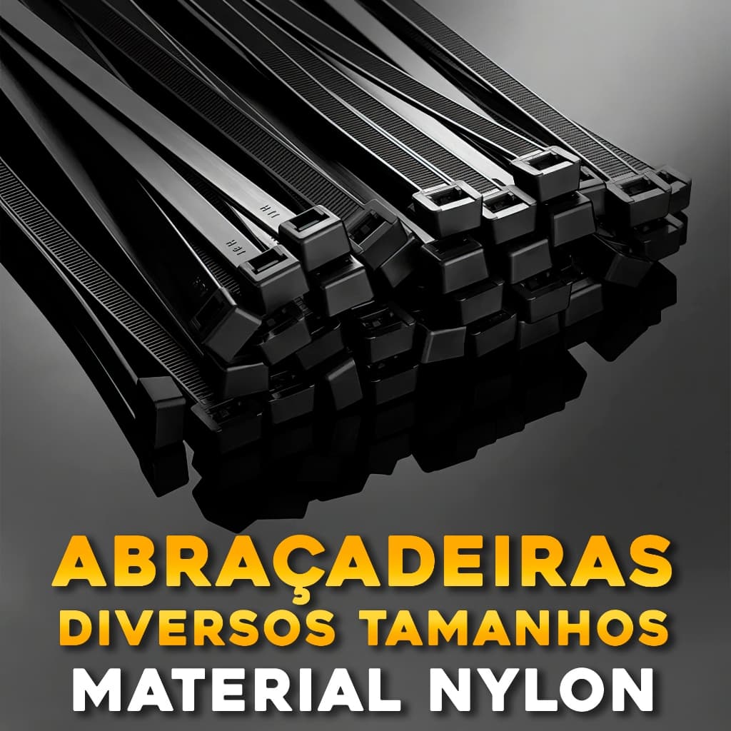 Kit 100 Abraçadeira de Nylon Cinta Plástica Enforca Gato Resistente Vários Tamanhos Preto e Branco