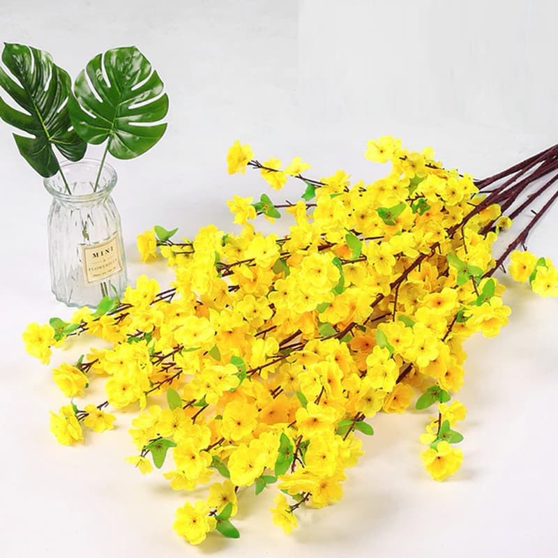 Ramo De Cerejeiras Artificiais, Galho Grande 120cm Cor:Amarelo