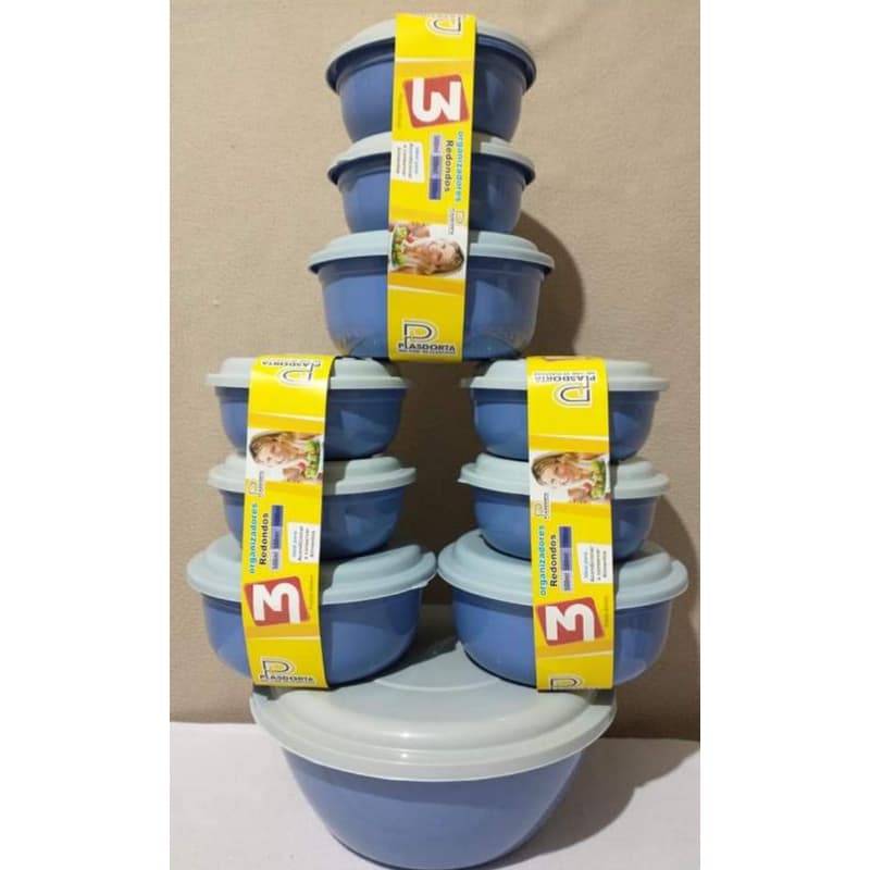 CONJUNTO 10 POTES REDONDO DE PLÁSTICO
