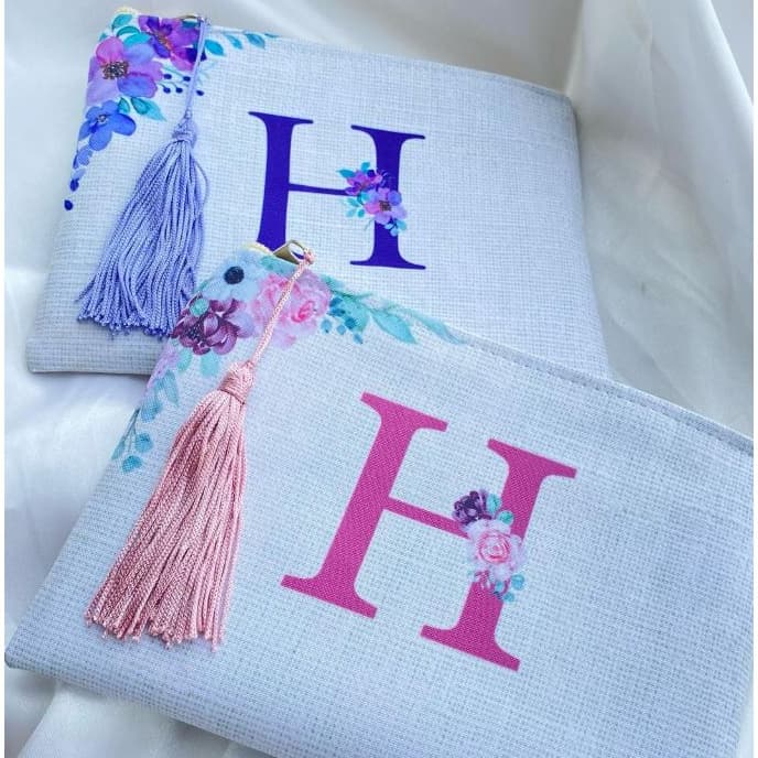 Necessaire Personalizada rosa e roxo/lilás, inicial e nome/casamento, aniversário, lembrancinha.