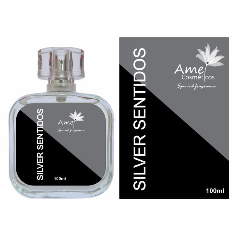 Kit Perfume Masculino Silver Sentidos 17ml + 100ml Amei Cosméticos Alta Fixação Essência Importada