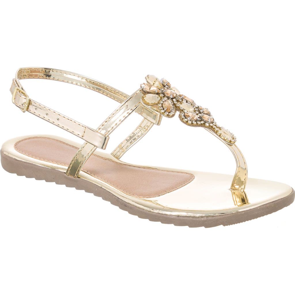 Sandália Feminina Strass Rasteira Pedras Flor Confortável Original Rasteirinha