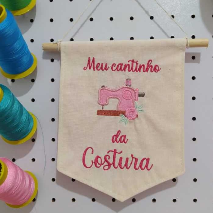 Flâmula bandeira decorativa personalizada meu cantinho da costura maquina de costura bordada