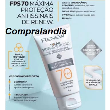 Renew Solar Advanced Protetor Solar Antiidade Anti Rugas Gel Creme Facial Matte Ultra Leve Fps 70 Antidade