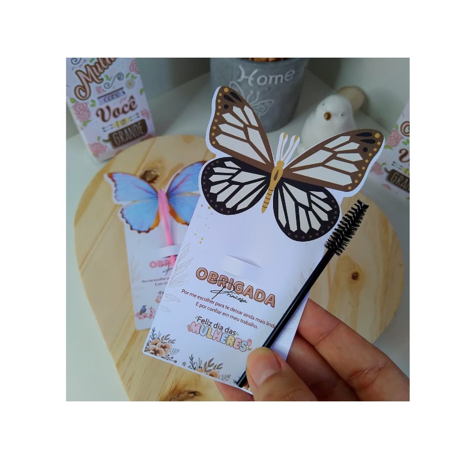 CARTÃO PERSONALIZADA PARA ESCOVINHA DE CILIOS/ SOMBRANCELHA - LEMBRANCINHA DIA DAS MULHRES