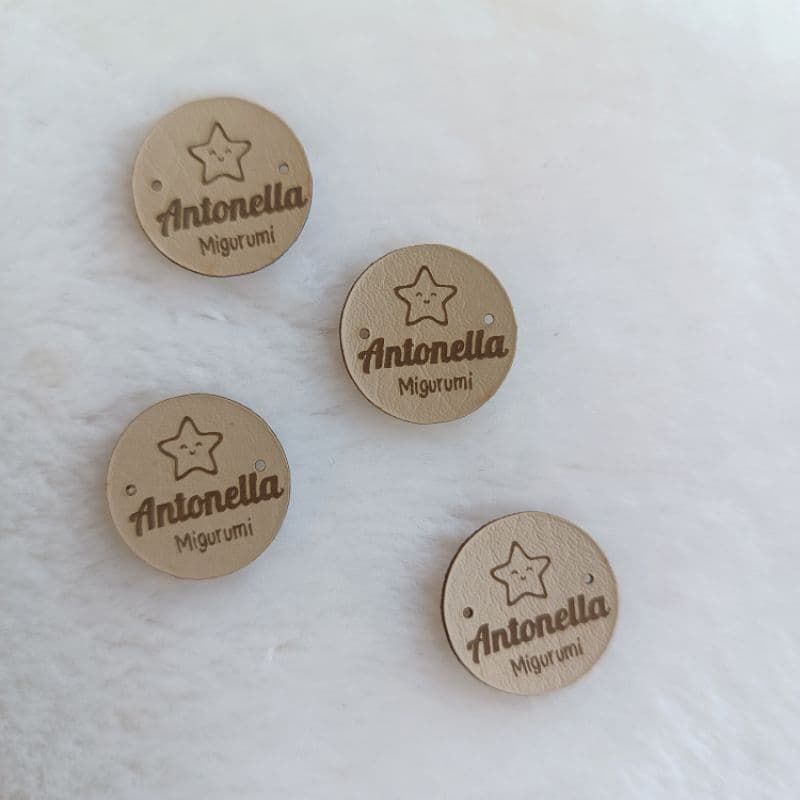 Etiquetas em Couro Sintético 0.8 cm - 2cm redonda  ENVIO IMEDIATO