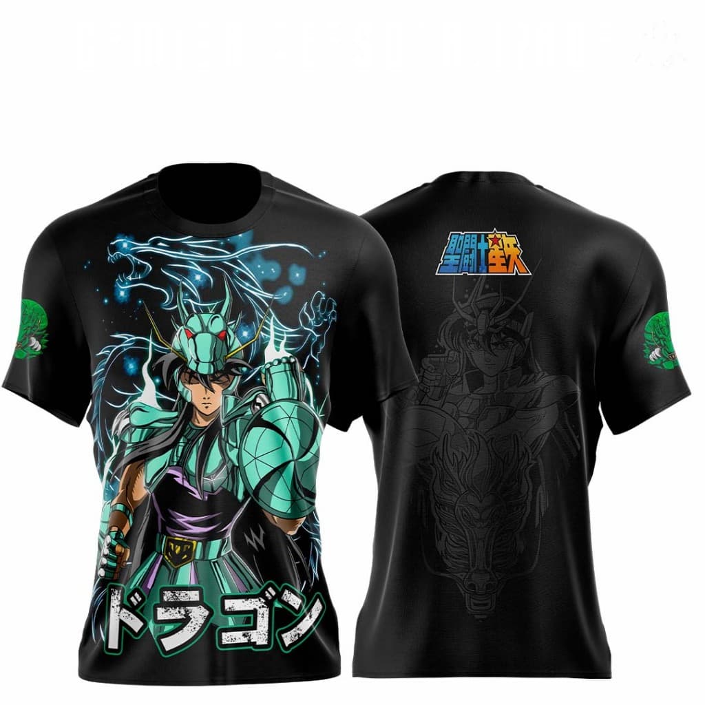 Camisa Camiseta Shiryu de Dragão Cavaleiros Do Zodiaco Anime