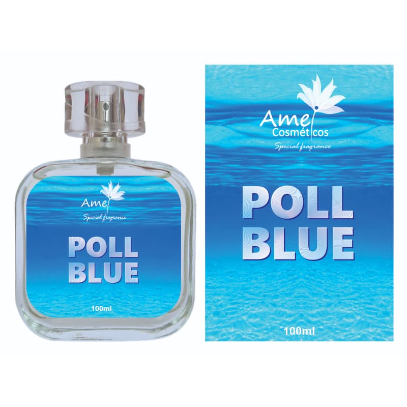 Perfume Masculino Poll Blue Amei Cosmeticos Alta Fixação 33% de Essência Importada