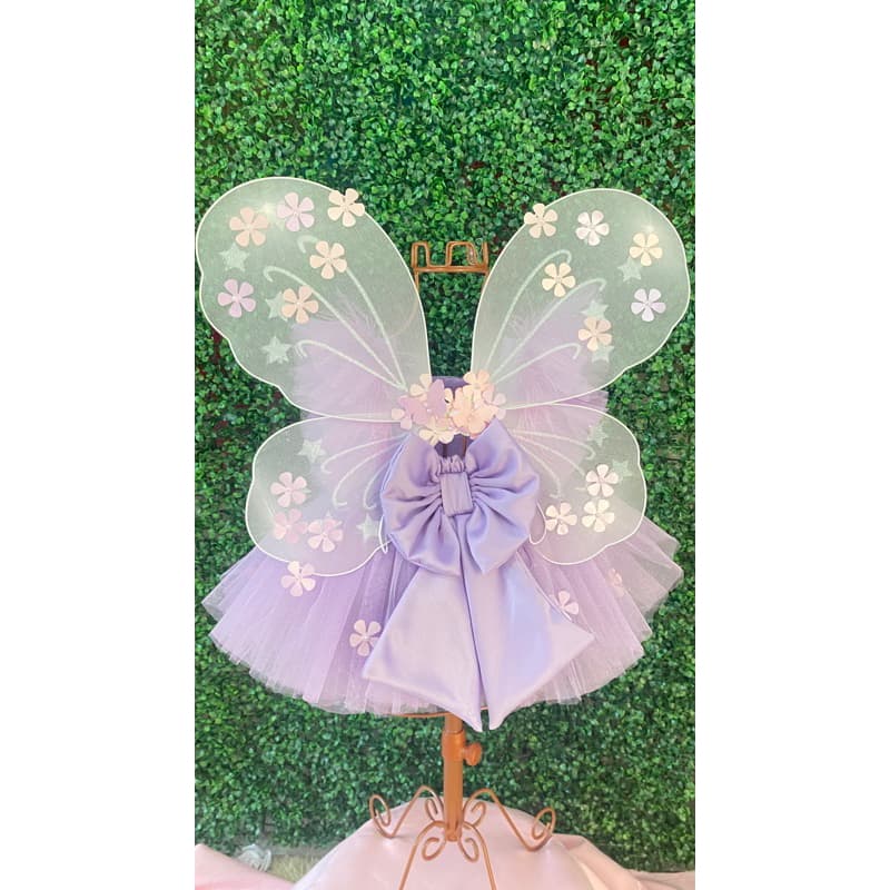 kit jardim encantado luxo fadinha roupa vestido + tenis + tiara + asa