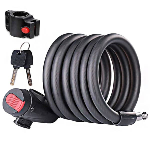 Trava Cabo De Aço Cadeado Segurança Bike Moto Com Chave Espiral Anti-Roubo Com suporte