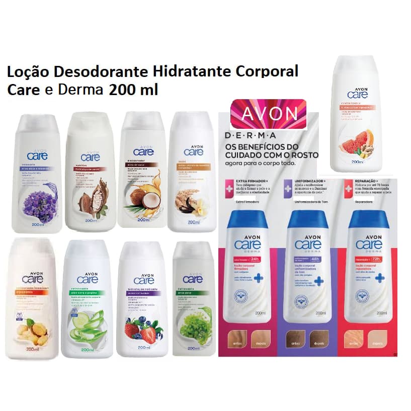 Avon Care ou Derma Loção Desodorante Hidratante para o Corpo 200 ml. Varias Variações