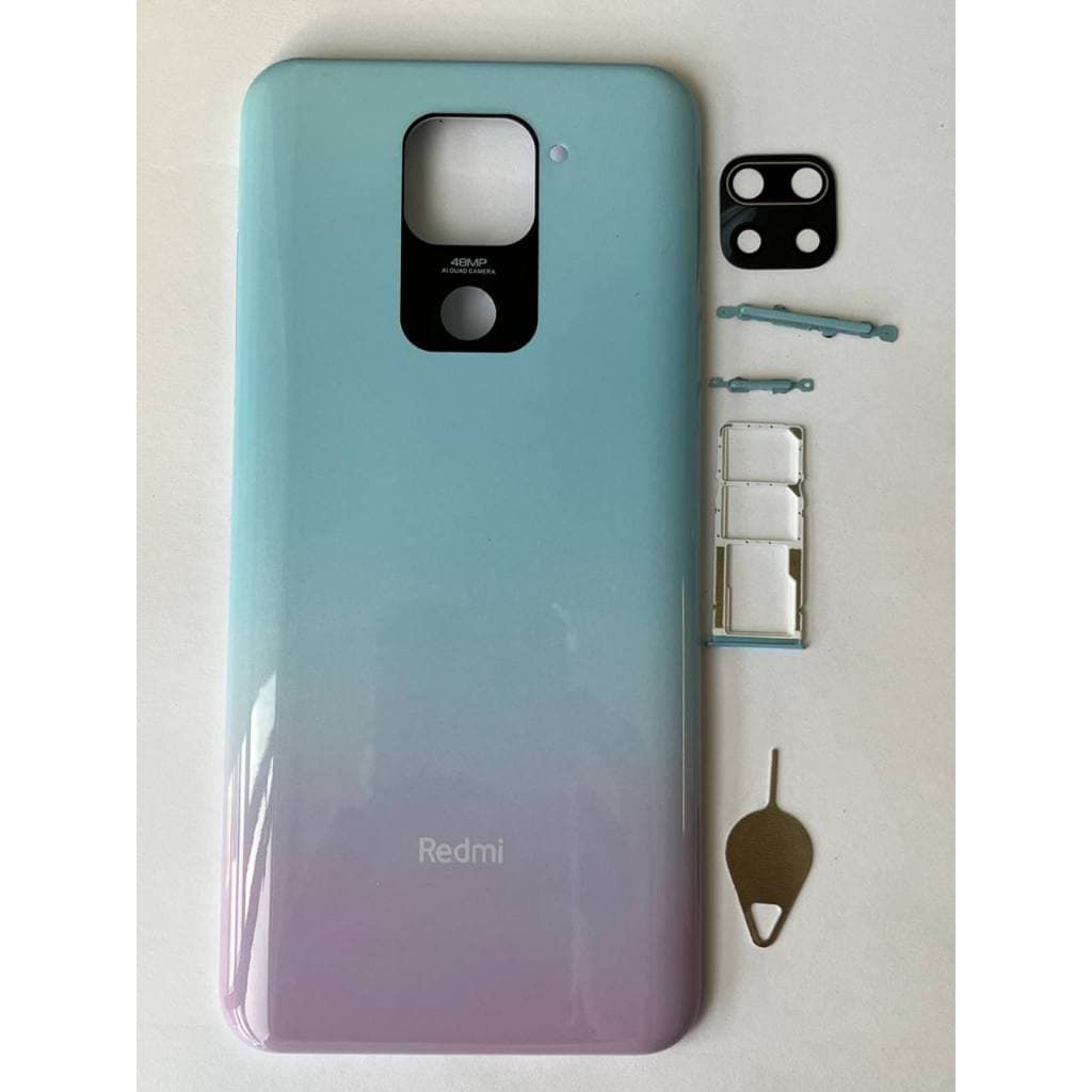 Tampa Traseria+Lente+Gaveta + Chavinha Do Gaveta Compatível Com Redmi Note 9 branco E Verde