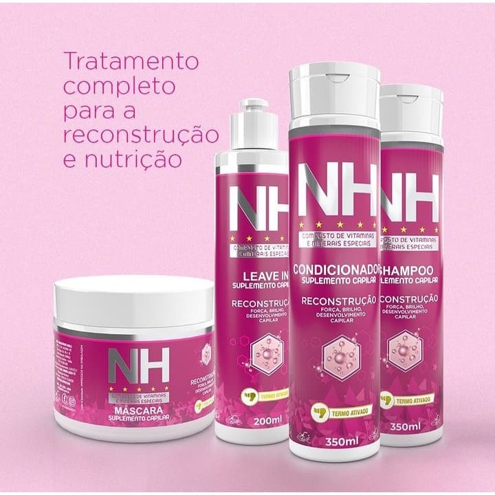 KIT CAPILAR 4 ITENS TERMICO ATIVO FORTALECER BRILHO RECONSTRUÇÃO NH FORÇA SEM FRIZZ