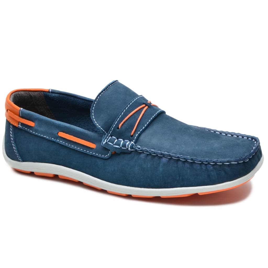 Mocassim Masculino Azul Marinho C8020 em Couro Nobuck – Solado Costurado e Palmilha em Gel