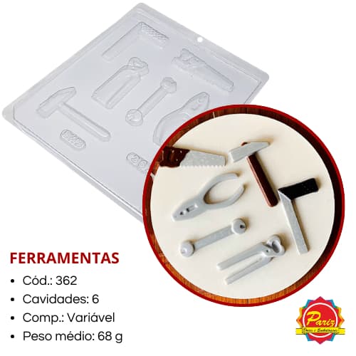 Forma Ferramentas Simples sem Silicone C.362 Forma para Chocolate - BWB