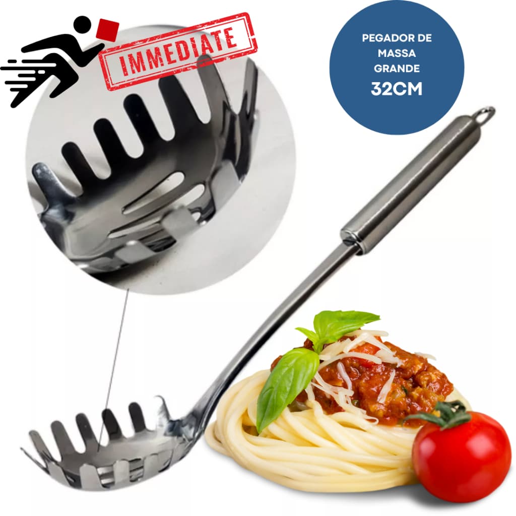 Pegador de Massas Macarrão 32CM Aço Inoxidável restaurante casa cozinha