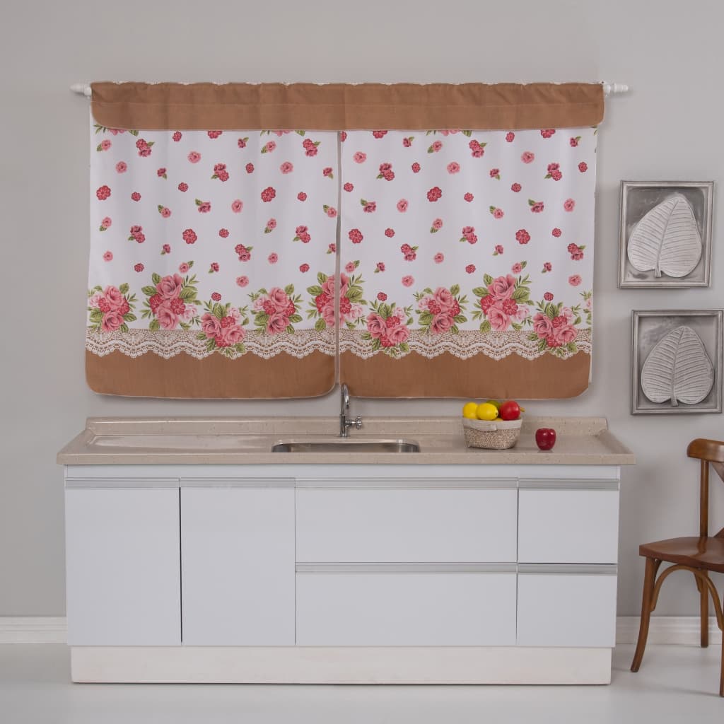 Cortina De Janela Para Cozinha Tecido Oxford Estampado Casa e Decoração De Luxo Alta Durabilidade