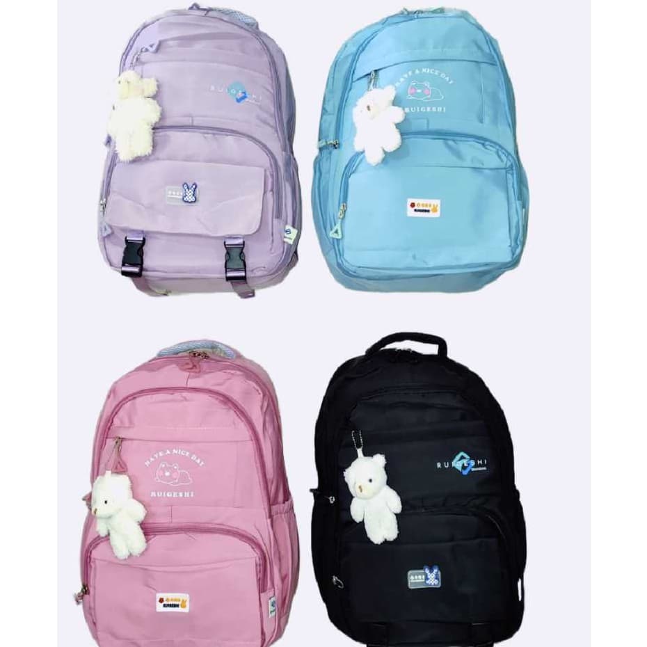 Mochila Feminina Escolar Faculdade Passeio Grande Capacidade Com Chaveiro ursinho