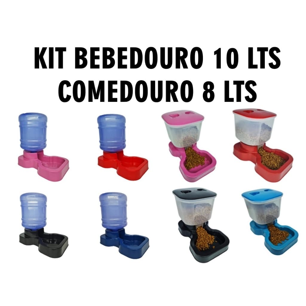 Bebedouro Automático Galão10 Litros + Comedouro Automático 8 Litros Raças Grandes