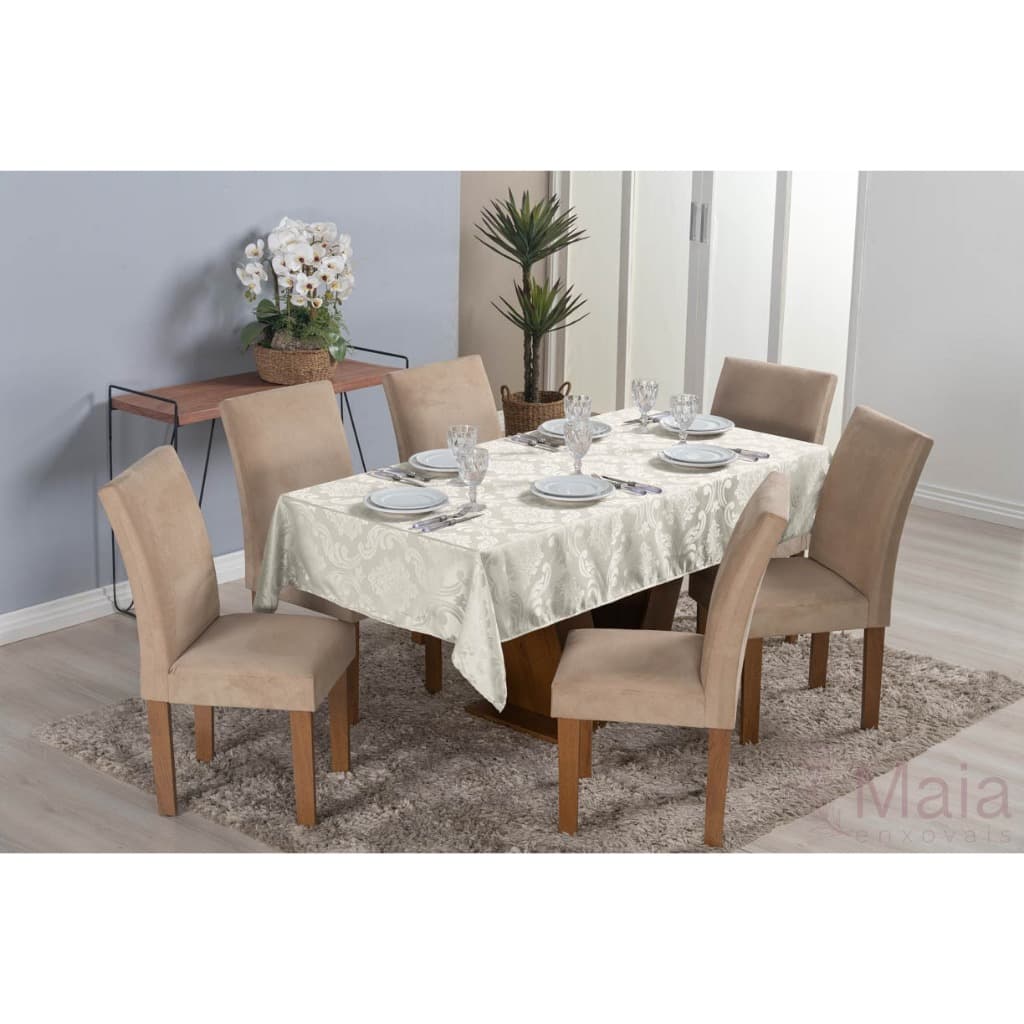 Toalha de Mesa Jacquard 6 Lugares 2,00 m x 1,40 m em Poliéster