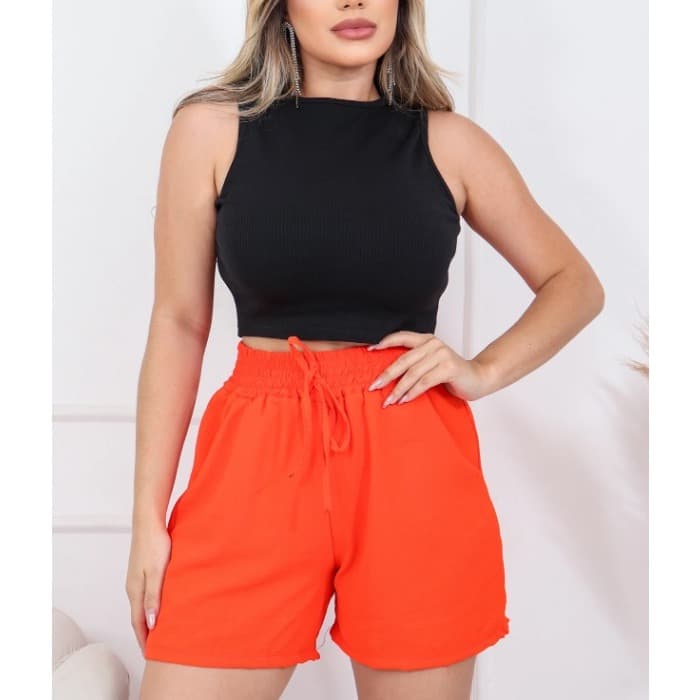 Shorts Feminino Tecido Duna Moda Blogueira Verão