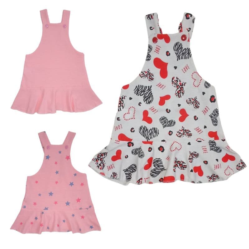 Vestido jardineira com babado para bebê