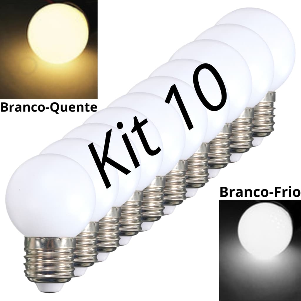 Kit 10 Lâmpada Bolinha Led 3w G45 E27 Camarim Lustre Espelho Varal Festa