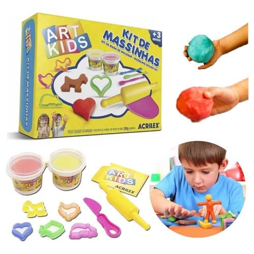 Massa Para Modelar C/ 2 Potinhos De Massinhas + Moldes 300g